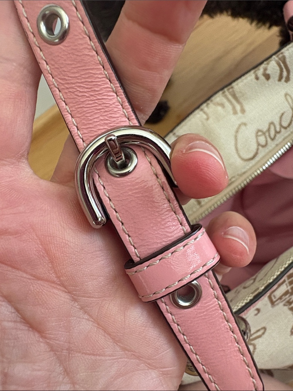 Coach Horse & Carriage Pleated Gallery Tote Pink Leather Khaki Y2K Shoulder Bag - Picture 17 of 17